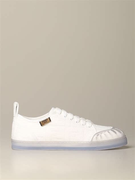 all white fendi shoes|fendi white canvas sneakers.